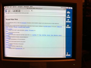 The first WWW page on a historic browser - requested on 2013/04/30. Quadra 650 running Mac OS 8.1 Note: The page itself could not be opened from the Cern server directly - only by downloading it with a latter Netscape browser in HTML format.
